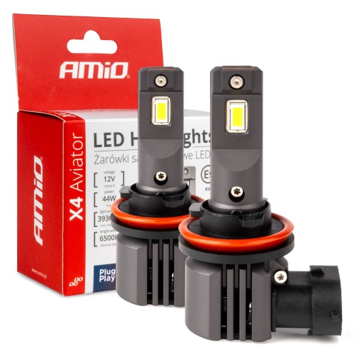 Amio - ΛΑΜΠΕΣ LED H8/H9/H11 12V 44W 6.500K 3.936lm X4 SERIES AVIATOR PLUG & PLAY - 2 ΤΕΜ. (03765/AM)