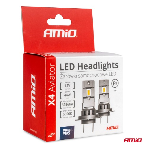 Amio - ΛΑΜΠΕΣ LED H8/H9/H11 12V 44W 6.500K 3.936lm X4 SERIES AVIATOR PLUG & PLAY - 2 ΤΕΜ. (03765/AM)
