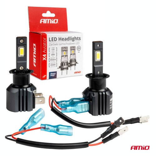 Amio - ΛΑΜΠΕΣ LED H3 12V 44W 6.500K 3.936lm CSP X4 SERIES AVIATOR PLUG & PLAY - 2 ΤΕΜ. (03762/AM)