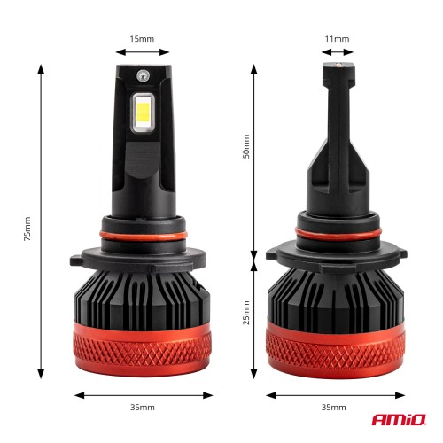 Amio - ΛΑΜΠΕΣ LED CAN-BUS HΒ3 9005 9>16V 90W 6.500K 9900lm (ΜΕ ΑΝΕΜΙΣΤΗΡΑΚΙ) X3 SERIES - 2 Τεμ. (02982/AM)
