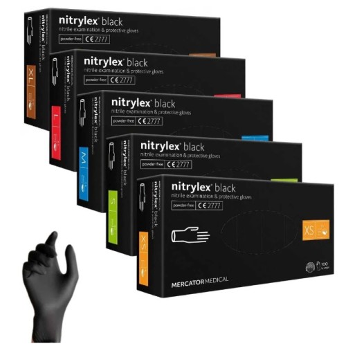 Amio - ΓΑΝΤΙΑ ΝΙΤΡΙΛΙΟΥ MERCATOR NITRYLEX BASIC ΣΕ ΜΑΥΡΟ ΧΡΩΜΑ MEDIUM (M) - 100 Τεμ. (MER13329/AM)