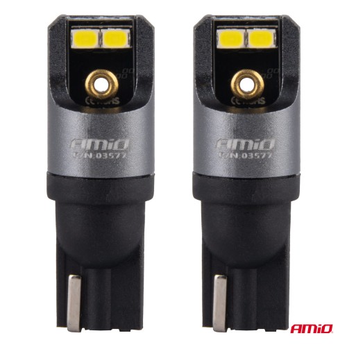 Amio - ΛΑΜΠΑΚΙΑ T10 W5W 12/24V 6.000K 4xSMD LED CAN-BUS ΛΕΥΚΟ 2016 PRO SERIES - 2 Τεμ. (03577/AM)