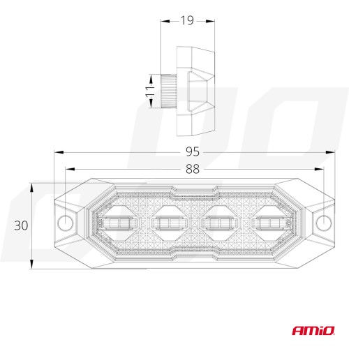 Amio - ΣΤΡΟΜΠΟ 12/24V 4xSMD LED 12W (4x3W) R65 R10 IP6K9K 95x30mm - 1 ΤΕΜ. (03929/AM)