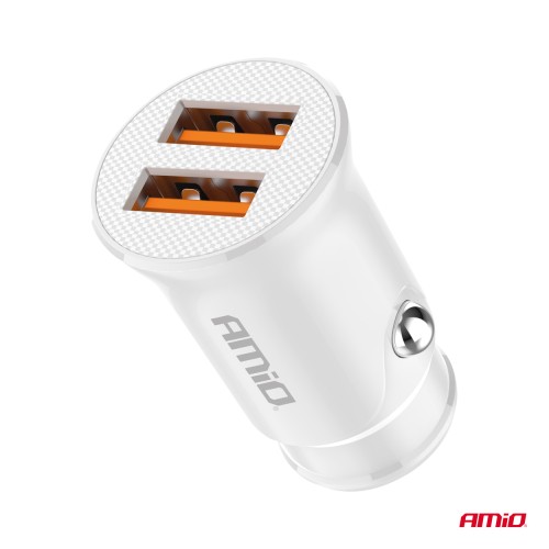 Amio - ΦΟΡΤΙΣΤΗΣ ΑΝΑΠΤΗΡΑ 12/24V ΜΕ 2 ΘΥΡΕΣ 2xUSB 10.5W 5V/2.1A ΛΕΥΚΟΣ - 1 Τεμ. (03872/AM)