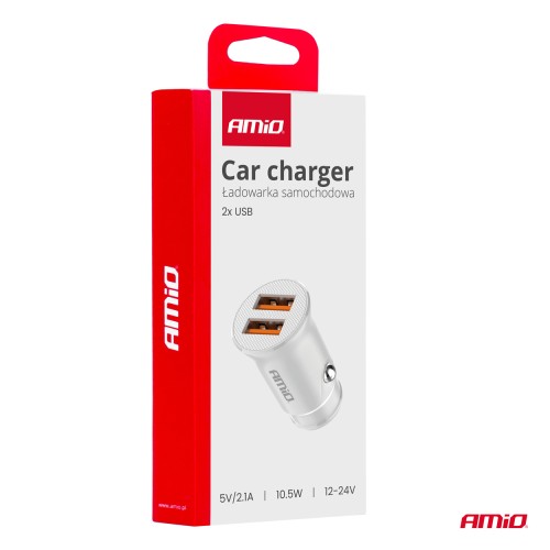 Amio - ΦΟΡΤΙΣΤΗΣ ΑΝΑΠΤΗΡΑ 12/24V ΜΕ 2 ΘΥΡΕΣ 2xUSB 10.5W 5V/2.1A ΛΕΥΚΟΣ - 1 Τεμ. (03872/AM)