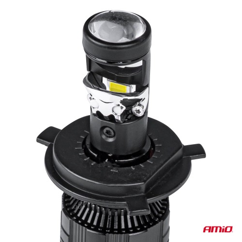 Amio - ΛΑΜΠΕΣ H4 PL-LENS SERIES 9>36V 60W 5.000K 3.800lm LED 2x4575 SMD CAN-BUS ΜΕ ΠΡΟΤΖΕΚΤΟΡΑ - 2 Τεμ. (03667/AM)