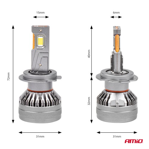 Amio - ΛΑΜΠΕΣ H7 9>48V 6.500K 4.500lm 50W HP SERIES LED CAN-BUS (ΜΕ ΨΥΚΤΡΑ - 2 Τεμ. (03674/AM)
