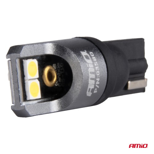 Amio - ΛΑΜΠΑΚΙΑ T10 W5W 12/24V 6.000K 4xSMD LED FULL CAN-BUS ΛΕΥΚΟ 3030 PRO SERIES - 2 Τεμ. (03580/AM)