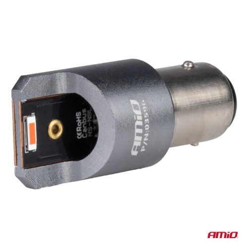 Amio - ΛΑΜΠΑΚΙΑ P21/5W BAY15d 12/24V 6.000K 2xSMD LED FULL CAN-BUS ΚΟΚΚΙΝΟ PRO SERIES - 2 Τεμ. (03596/AM)