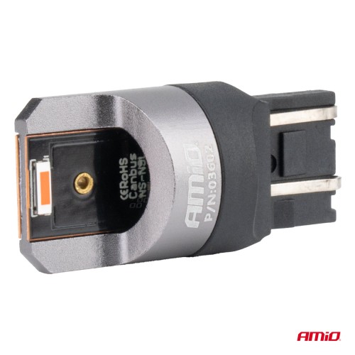 Amio - ΛΑΜΠΑΚΙΑ W21/5W 7443 12/24V 6.000K 2xSMD LED FULL CAN-BUS ΚΟΚΚΙΝΟ PRO SERIES - 2 Τεμ. (03602/AM)