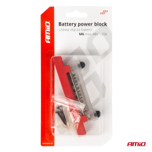 Amio - ΜΠΑΡΑ ΚΑΛΩΔΙΩΝ / ΤΕΡΜΑΤΙΚΟ 6 ΘΕΣΕΩΝ max 48V​ ΚΟΚΚΙΝΟ - 1 Τεμ. (03810/AM)