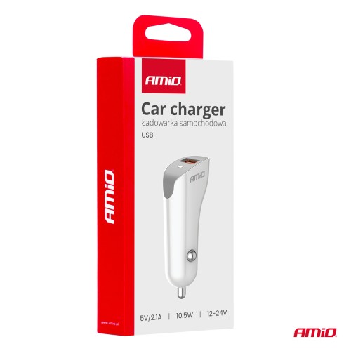 Amio - ΦΟΡΤΙΣΤΗΣ ΑΝΑΠΤΗΡΑ 12/24V ΜΕ 1 ΘΥΡΑ USB 10.5W 5V/2.1A ΛΕΥΚΟΣ - 1 Τεμ. (03873/AM)