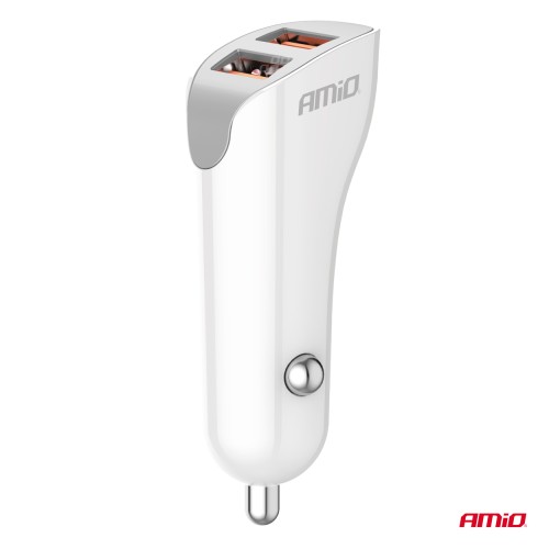 Amio - ΦΟΡΤΙΣΤΗΣ ΑΝΑΠΤΗΡΑ 12/24V ΜΕ 2 ΘΥΡΕΣ 2xUSB 10.5W 5V/2.1A ΛΕΥΚΟ - 1 Τεμ. (03874/AM)