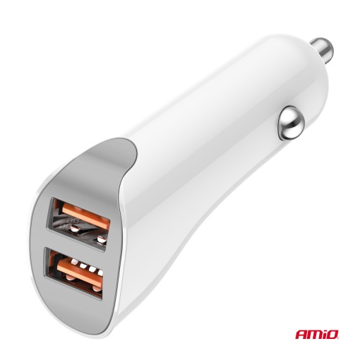 Amio - ΦΟΡΤΙΣΤΗΣ ΑΝΑΠΤΗΡΑ 12/24V ΜΕ 2 ΘΥΡΕΣ 2xUSB 10.5W 5V/2.1A ΛΕΥΚΟ - 1 Τεμ. (03874/AM)