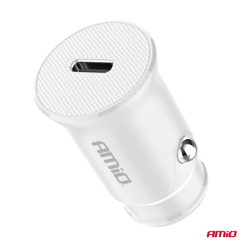 Amio - ΦΟΡΤΙΣΤΗΣ ΑΝΑΠΤΗΡΑ 12/24V ΜΕ 1 ΘΥΡΑ USB-C 20W 5V/3AQC ΤΑΧΕΙΑΣ ΦΟΡΤΙΣΗΣ ΛΕΥΚΟΣ - 1 Τεμ. (03876/AM)