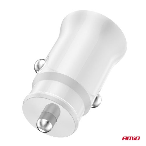 Amio - ΦΟΡΤΙΣΤΗΣ ΑΝΑΠΤΗΡΑ 12/24V ΜΕ 2 ΘΥΡΕΣ USB-C+USB 20W 5V/3AQC ΤΑΧΕΙΑΣ ΦΟΡΤΙΣΗΣ ΛΕΥΚΟΣ - 1 Τεμ. (03877/AM)