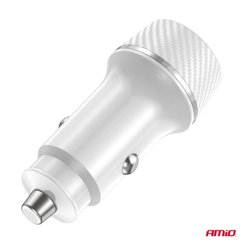 Amio - ΦΟΡΤΙΣΤΗΣ ΑΝΑΠΤΗΡΑ 12/24V ΜΕ 2 ΘΥΡΕΣ USB-C+USB 20W 5V/3AQC ΤΑΧΕΙΑΣ ΦΟΡΤΙΣΗΣ ΛΕΥΚΟΣ - 1 Τεμ. (03878/AM)