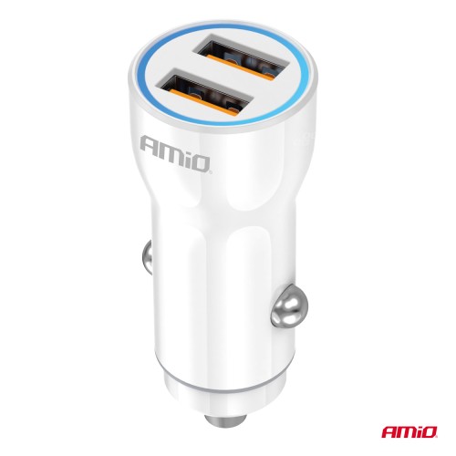 Amio - ΦΟΡΤΙΣΤΗΣ ΑΝΑΠΤΗΡΑ 12/24V ΜΕ 2 ΘΥΡΕΣ 2xUSB 10.5W 5V/2.1A ΛΕΥΚΟΣ - 1 Τεμ. (03879/AM)