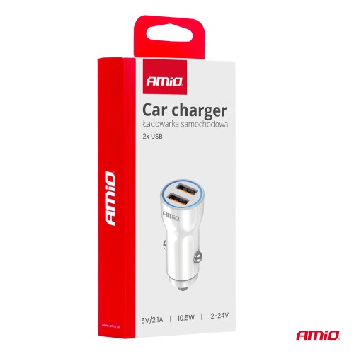 Amio - ΦΟΡΤΙΣΤΗΣ ΑΝΑΠΤΗΡΑ 12/24V ΜΕ 2 ΘΥΡΕΣ 2xUSB 10.5W 5V/2.1A ΛΕΥΚΟΣ - 1 Τεμ. (03879/AM)