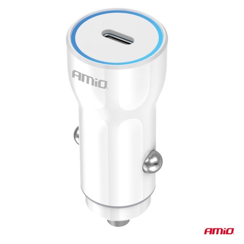 Amio - ΦΟΡΤΙΣΤΗΣ ΑΝΑΠΤΗΡΑ 12/24V ΜΕ 1 ΘΥΡΑ USB-C 20W 5V/3AQC ΤΑΧΕΙΑΣ ΦΟΡΤΙΣΗΣ ΛΕΥΚΟΣ - 1 Τεμ. (03880/AM)