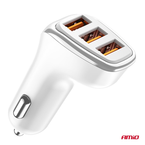 Amio - ΦΟΡΤΙΣΤΗΣ ΑΝΑΠΤΗΡΑ 12/24V ΜΕ 3 ΘΥΡΕΣ 3xUSB 15.5W 5V/3.1A ΛΕΥΚΟΣ - 1 Τεμ. (03885/AM)