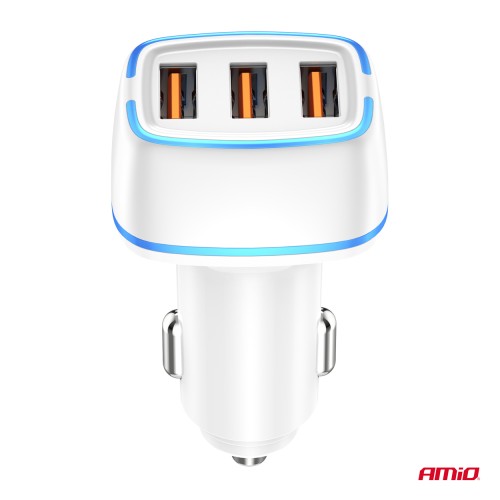 Amio - ΦΟΡΤΙΣΤΗΣ ΑΝΑΠΤΗΡΑ 12/24V ΜΕ 3 ΘΥΡΕΣ 3xUSB 30W 5V/3.0A ΛΕΥΚΟΣ 1 - 1 ΤΕΜ. (03889/AM)