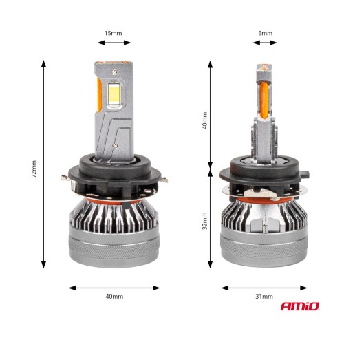 Amio - ΛΑΜΠΕΣ H7-6 9>48V 6.500K 4.500lm 50W HP SERIES LED CAN-BUS ΜΕ ΨΥΚΤΡΑ - 2 Τεμ. (03676/AM)