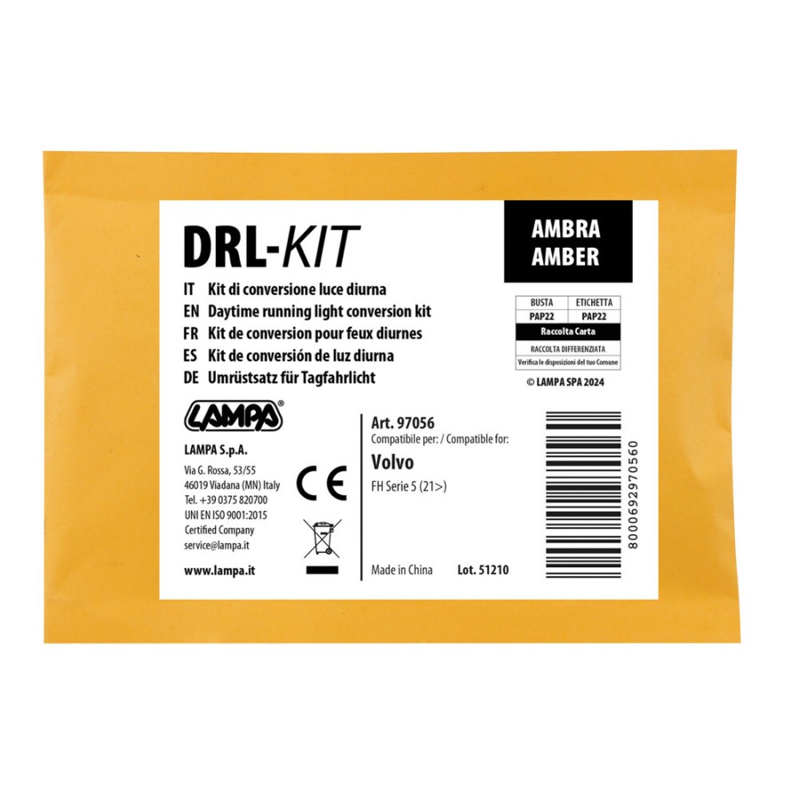 ΚΙΤ ΜΕΤΑΤΡΟΠΗΣ ΦΩΤΩΝ ΗΜΕΡΑΣ ΣΕ ΠΟΡΤΟΚΑΛΙ DRL-KIT HOLLAND STYLE ΓΙΑ VOLVO FH SERIE 5 06/2021+ LAMPA - 1 Κιτ