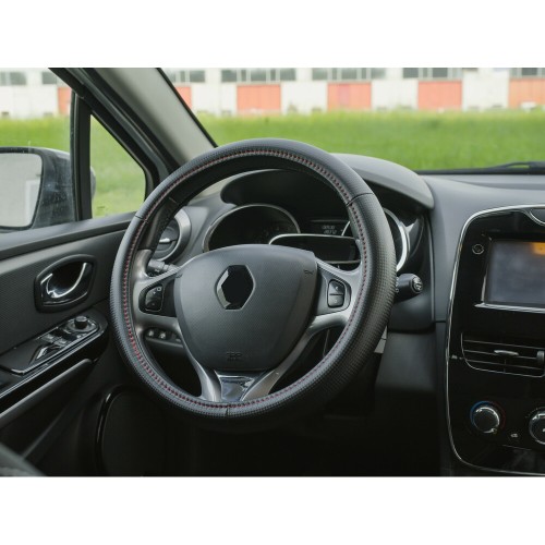 Lampa Κάλυμμα Τιμονιού Αυτοκινήτου Racing Premium 35-37εκ. Άοσμο ανάγλυφο από Ultra soft Skeentex Μαύρο Κόκκινο 1-τεμ. (L3316.6)
