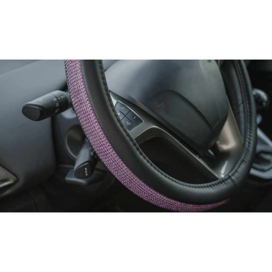 ΚΑΛΥΜΜΑ ΤΙΜΟΝΙΟΥ DIAMONDS PINK (S) 35/37cm ΣΥΝΘΕΤΙΚΟ ΔΕΡΜΑ SKEENTEX ΜΑΥΡΟ/POZ LAMPA  - 1 ΤΕΜ.
