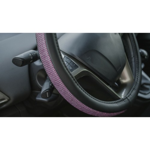 ΚΑΛΥΜΜΑ ΤΙΜΟΝΙΟΥ DIAMONDS PINK (Μ) 37/39cm ΣΥΝΘΕΤΙΚΟ ΔΕΡΜΑ SKEENTEX ΜΑΥΡΟ/POZ LAMPA  - 1 ΤΕΜ.