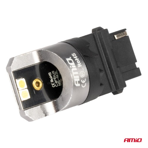 Amio - ΛΑΜΠΕΣ P27W 12/24V 6.000K 4SMD LED CAN-BUS ΛΕΥΚΑ PRO SERIES - 2 ΤΕΜ. (03587/AM)