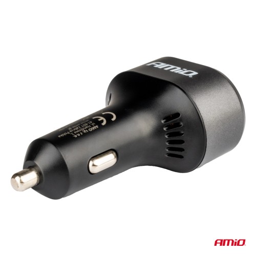 Amio - ΦΟΡΤΙΣΤΗΣ ΑΝΑΠΤΗΡΑ ΜΕ 2 ΘΥΡΕΣ USB-C+USB-A QUICK CHARGE 3.0 30W ΜΕ ΒΟΛΤΟΜΕΤΡΟ ΜΑΥΡΟ - 1 Τεμ. (04178/AM)