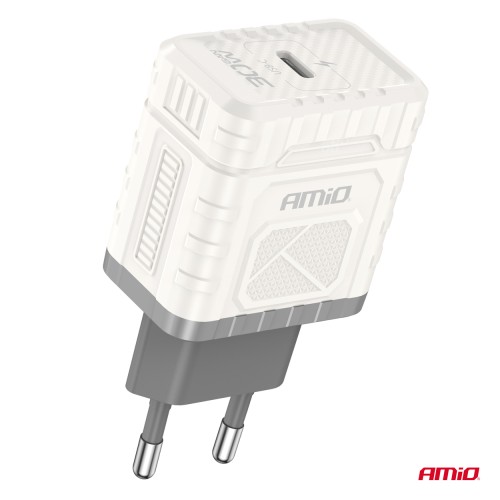 Amio - ΦΟΡΤΙΣΤΗΣ ΜΕ ΟΙΚΙΑΚΗ ΠΡΙΖΑ ΜΕ 1 ΘΥΡΑ USB-C 30W 100-240V ΛΕΥΚΟ - 1 Τεμ. (04285/AM)
