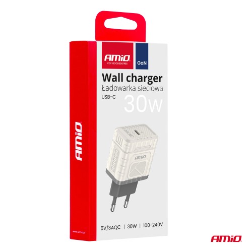 Amio - ΦΟΡΤΙΣΤΗΣ ΜΕ ΟΙΚΙΑΚΗ ΠΡΙΖΑ ΜΕ 1 ΘΥΡΑ USB-C 30W 100-240V ΛΕΥΚΟ - 1 Τεμ. (04285/AM)