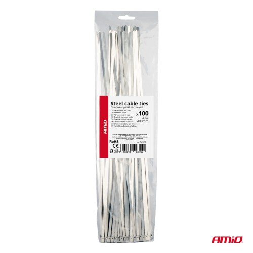Amio - ΔΕΜΑΤΙΚΑ/ΔΕΤΙΚΑ ΚΑΛΩΔΙΩΝ TIE WRAP (ΤΑΙΡΑΠ) ΜΕΤΑΛΛΙΚΑ 4,6 x 400mm - 100 ΤΕΜ. (04325/AM)