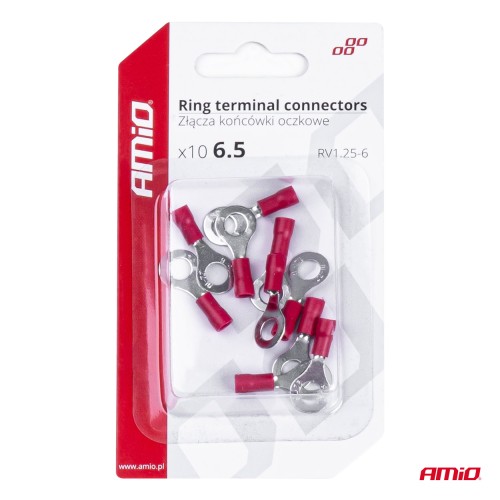 Amio - ΦΙΣΑΚΙΑ ΔΑΧΤΥΛΙΔΙ ΚΟΚΚΙΝΑ RV1.25-6 / 6.5mm - 10 ΤΕΜ. (03078/AM)