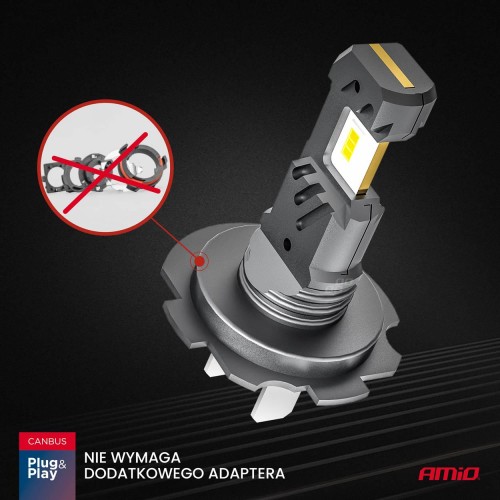 Amio - ΛΑΜΠΕΣ LED H7/H18 12V 60W 6.000K 5.600lm +400% LED CAN-BUS HYBRID SERIES - 2 ΤΕΜ. (04115/AM)