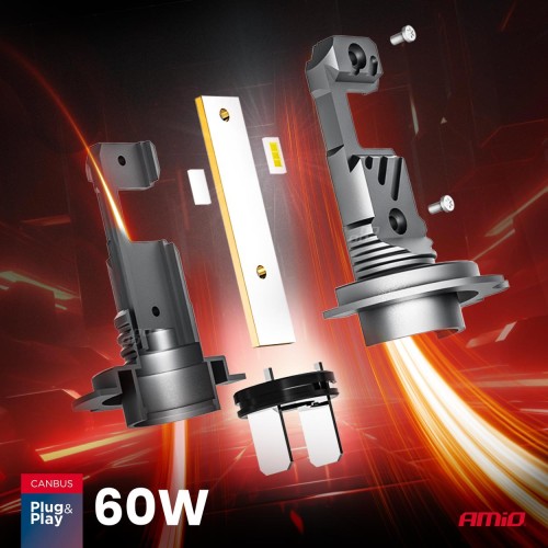 Amio - ΛΑΜΠΕΣ LED H7/H18 12V 60W 6.000K 5.600lm +400% LED CAN-BUS HYBRID SERIES - 2 ΤΕΜ. (04115/AM)