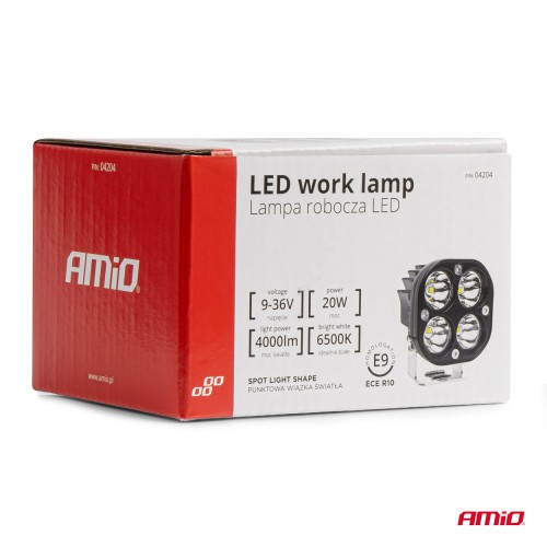 Amio - ΠΡΟΒΟΛΕΑΣ ΕΡΓΑΣΙΑΣ ΤΕΤΡΑΓΩΝΟΣ LED 20W 9-36V 4.000lm 6.500K AWL63 - 1 ΤΕΜ. (04204/AM)