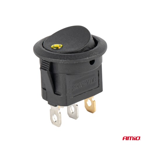 Amio - ΔΙΑΚΟΠΤΗΣ 12V ON/OFF ΣΤΡΟΓΓΥΛΟΣ ΜΕ 3 ΕΠΑΦΕΣ ΚΙΤΡΙΝΟ LED - 1 τεμ. (03962/AM)