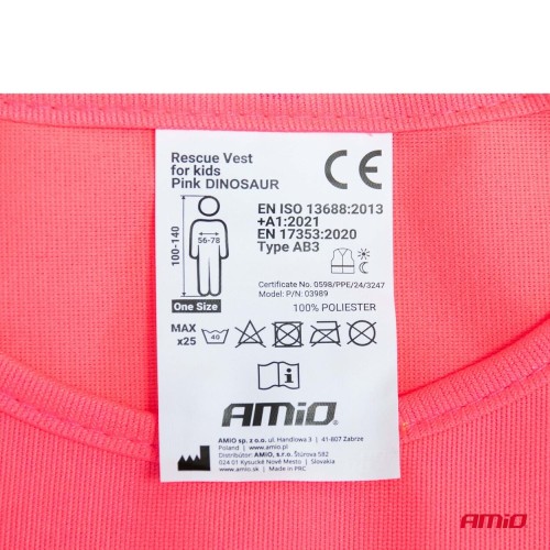 Amio - ΓΙΛΕΚΟ ΑΝΑΚΛΑΣΤΙΚΟ ΕΚΤΑΚΤΗΣ ΑΝΑΓΚΗΣ ΓΙΑ ΠΑΙΔΙΑ 5-14 ΧΡΟΝΩΝ ΔΕΙΝΟΣΑΥΡΟΣ ΡΟΖ - 1 τεμ. (03989/AM)