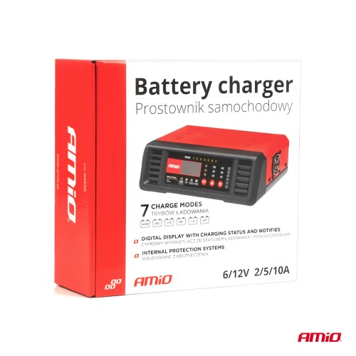 Amio - ΦΟΡΤΙΣΤΗΣ ΜΠΑΤΑΡΙΑΣ 6/12V max10A ΨΗΦΙΑΚΟΣ - 1 τεμ. (04056/AM)