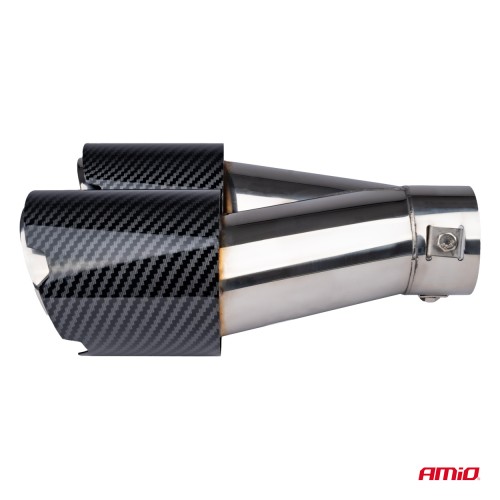 Amio - ΑΚΡΟ (ΜΠΟΥΚΑ) ΕΞΑΤΜΙΣΗΣ ΔΙΠΛΗ ΑΠΟΛΗΞΗ MT-029 LEFT AKR ΧΡΩΜΙΟ/CARBON Φ32-52 165x(76X2)mm - 1 τεμ. (04069/AM)
