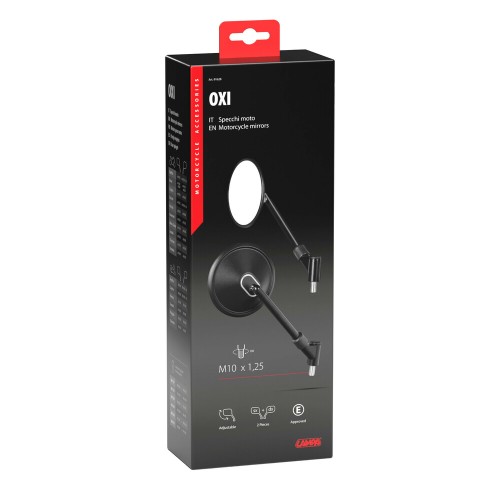 ΚΑΘΡΕΠΤΕΣ MOTO OXI M10x1,25 DX+SX ΣΤΡΟΓΓΥΛΟΙ ΣΕ ΜΑΥΡΟ ΧΡΩΜΑ LAMPA - 2 ΤΕΜ.