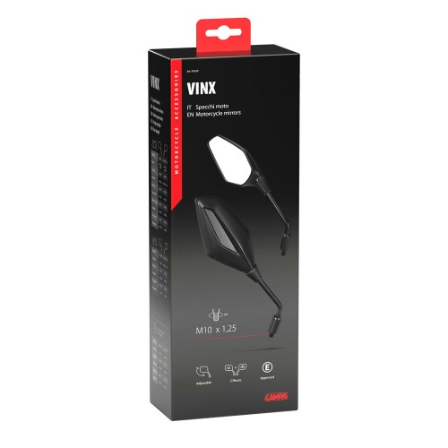 ΚΑΘΡΕΠΤΕΣ MOTO VINX M10x1,25 DX+SX ΣΕ ΜΑΥΡΟ ΧΡΩΜΑ LAMPA - 2 ΤΕΜ.