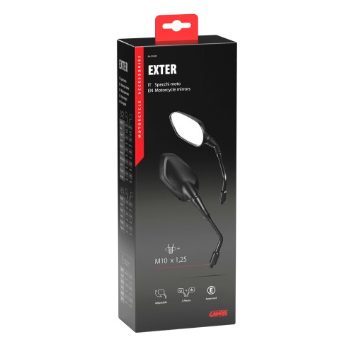 ΚΑΘΡΕΠΤΕΣ MOTO EXTER M10x1,25 DX+SX ΣΕ ΜΑΥΡΟ ΧΡΩΜΑ LAMPA - 2 ΤΕΜ.