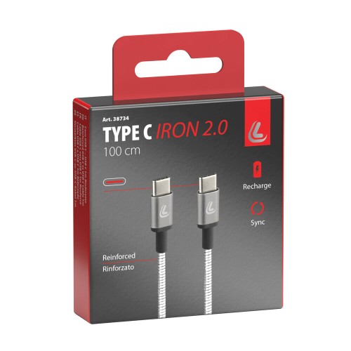 ΚΑΛΩΔΙΟ ΦΟΡΤΙΣΗΣ/ΜΕΤΑΦΟΡΑΣ ΔΕΔΟΜΕΝΩΝ USB TYPE C>USB TYPE C  IRON 2.0 3000mA/60W ΑΣΗΜΙ 100cm LAMPA - 1 ΤΕΜ.