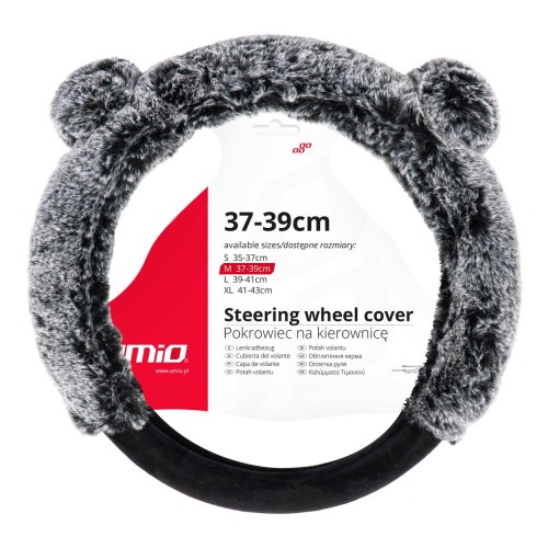 Amio - ΚΑΛΥΜΜΑ ΤΙΜΟΝΙΟΥ SWC-55 (M) 37>39cm ΜΑΥΡΟ ΜΕ ΧΝΟΥΔΩΤΗ ΓΚΡΙ ΕΠΕΝΔΥΣΗ ΚΑΙ ΑΥΤΙΑ ΑΡΚΟΥΔΑΣ - 1 ΤΕΜ. (04165/AM)