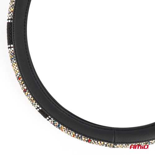 Amio - ΚΑΛΥΜΜΑ ΤΙΜΟΝΙΟΥ SWC-59 (M) 37>39cm ΜΑΥΡΟ ΜΕ ΣΧΕΔΙΟ ΠΟΛΥΧΡΩΜΗ ΨΑΘΑ - 1 ΤΕΜ. (04169/AM)